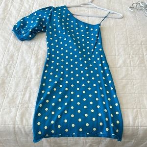NWOT Zara One Shoulder Polkadot dress M
